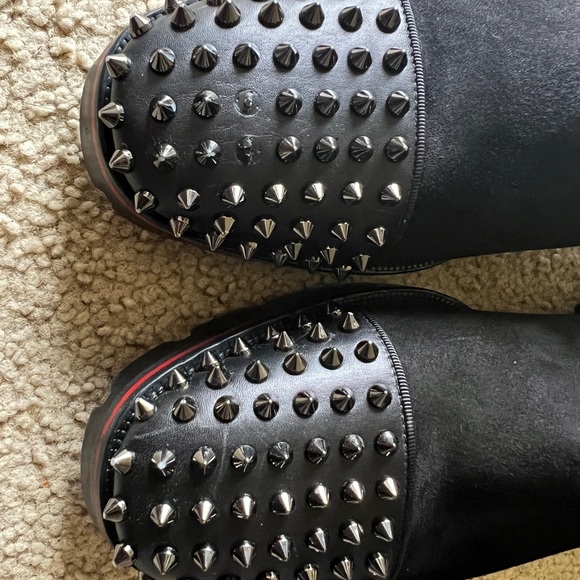 Christian Louboutin black suede spiked boots. 12 *READ* - Picture 9 of 15